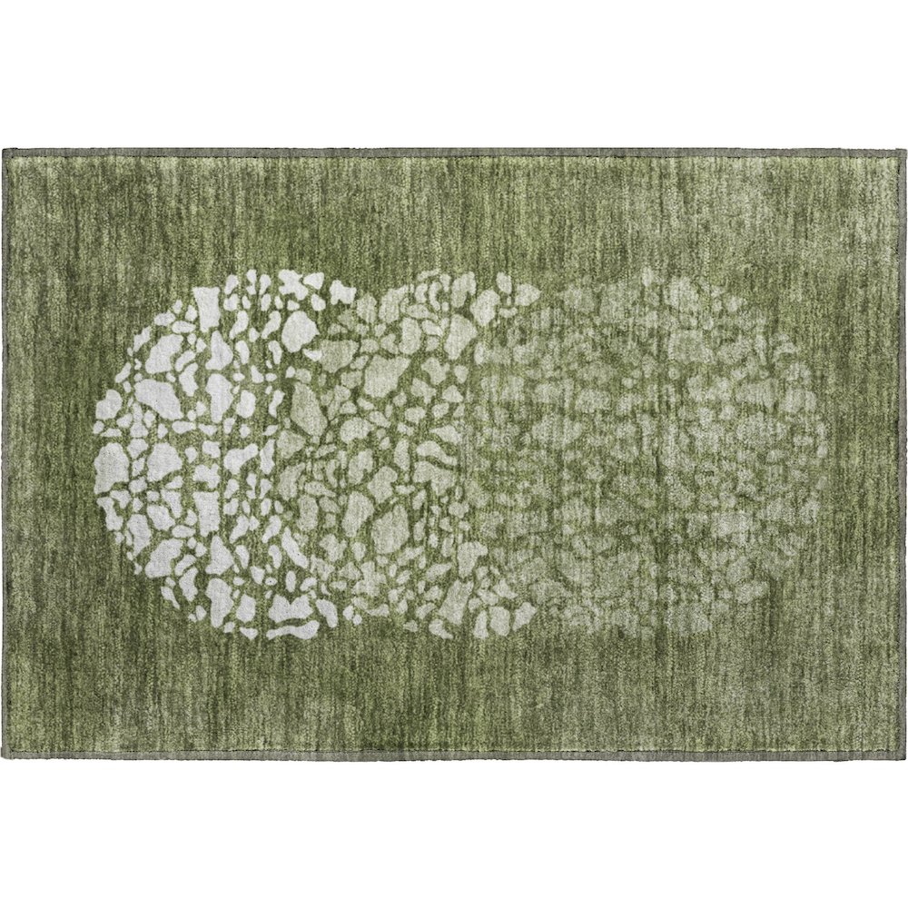 Premium Machine Washable Mayfield  Olive 1'8" x 2'6" Rug. Picture 1