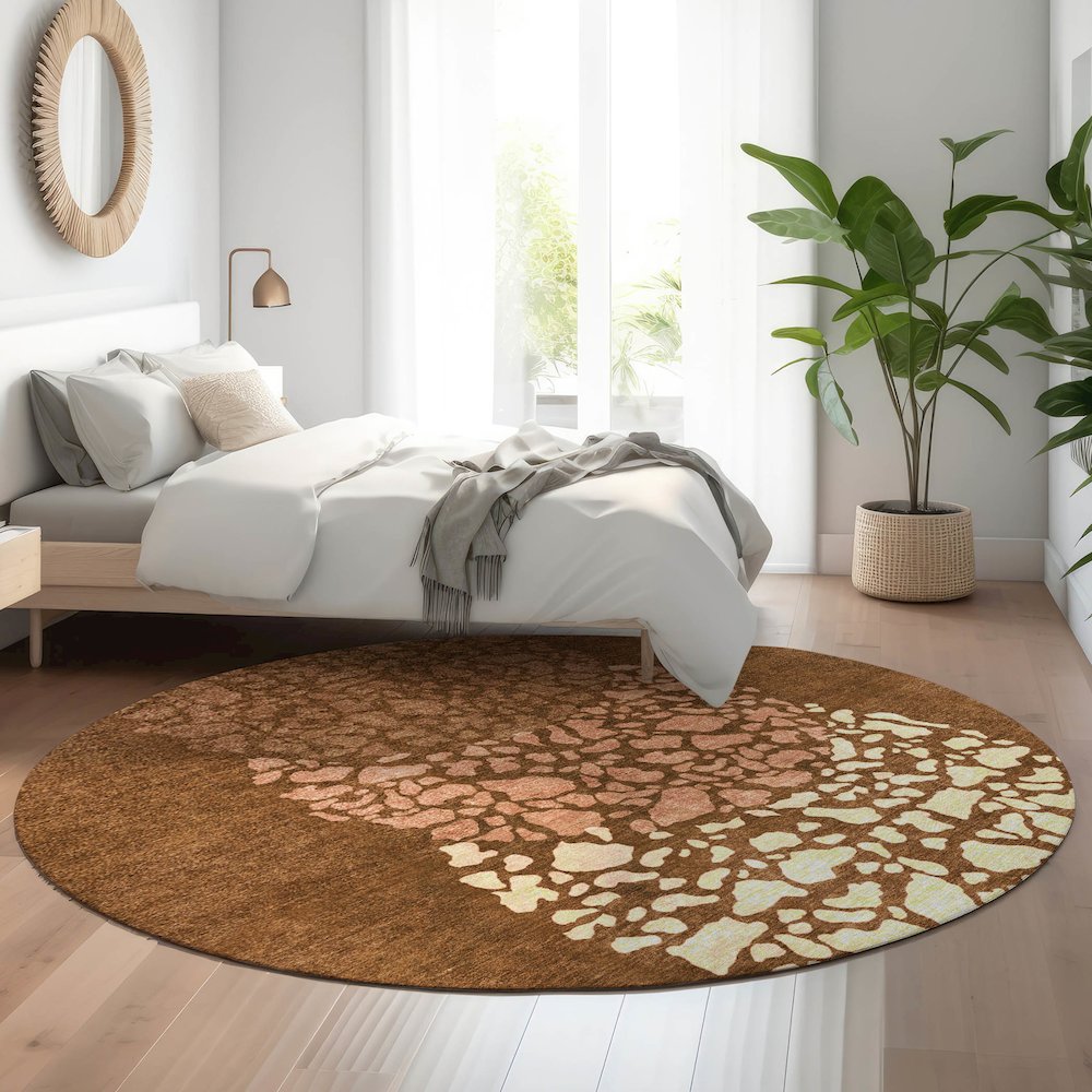 Premium Machine Washable Mayfield  Paprika 8' x 8' Round Rug. Picture 5