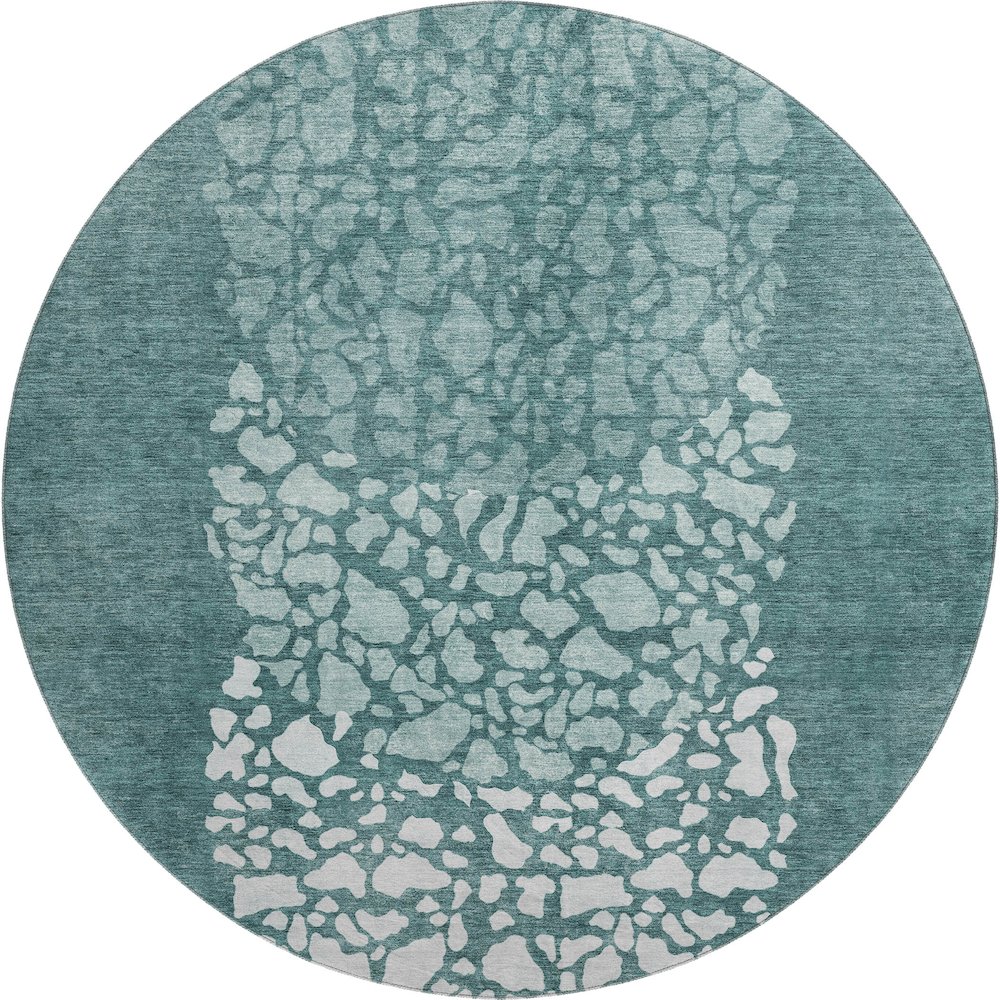Premium Machine Washable Mayfield  Teal 8' x 8' Round Rug. Picture 1
