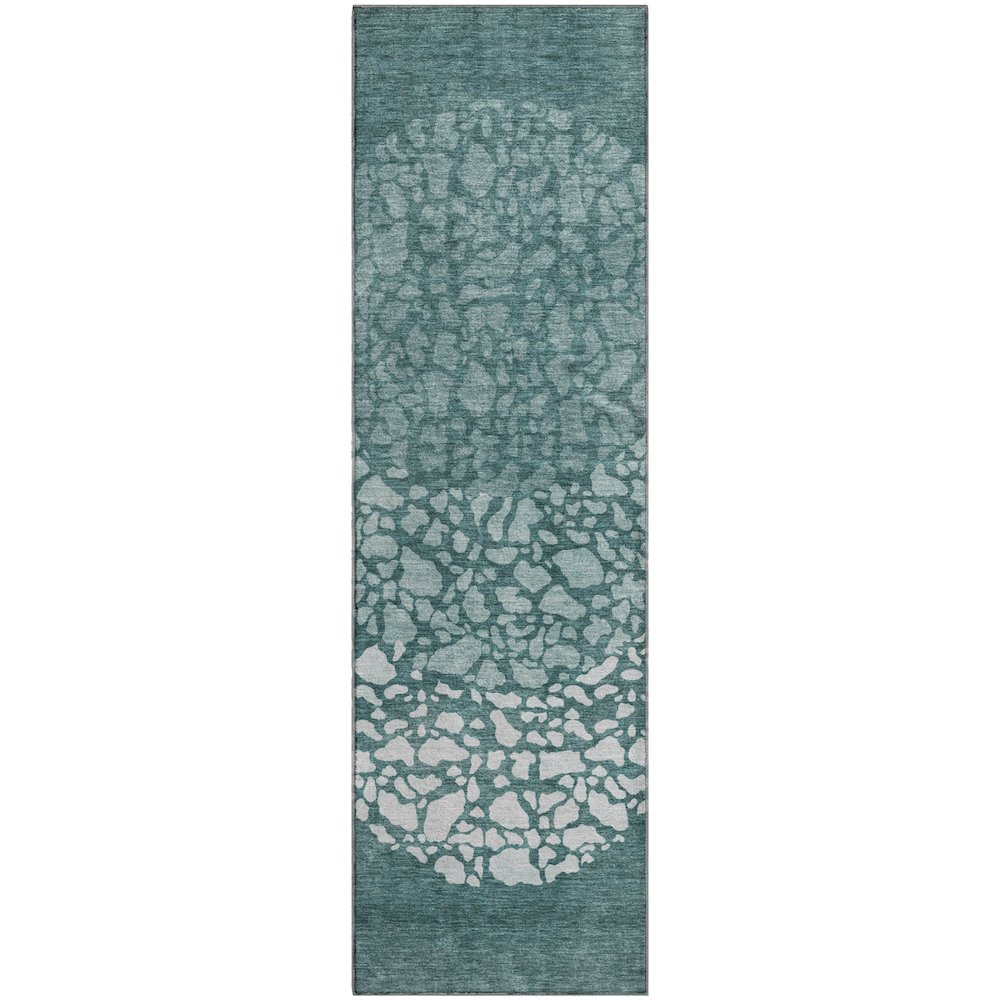Premium Machine Washable Mayfield  Teal 2'3" x 7'6" Runner Rug. Picture 1