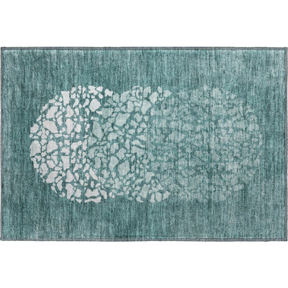 Premium Machine Washable Mayfield  Teal 1'8" x 2'6" Rug. Picture 1