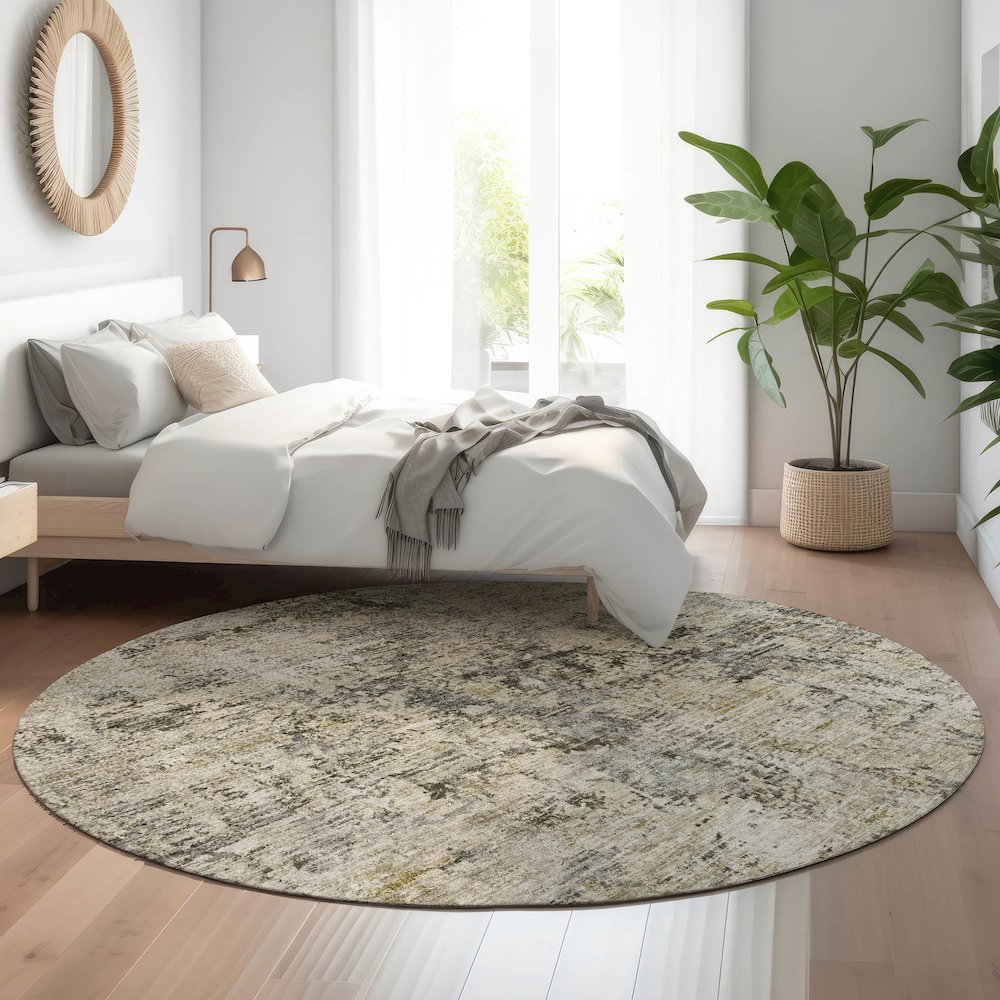 Premium Machine Washable Mayfield  Taupe 8' x 8' Round Rug. Picture 5