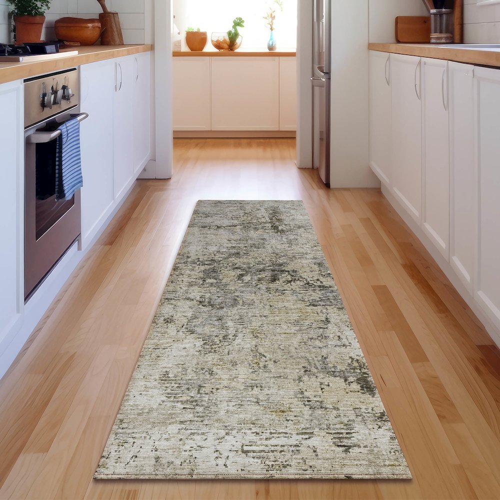 Premium Machine Washable Mayfield  Taupe 2'3" x 7'6" Runner Rug. Picture 5