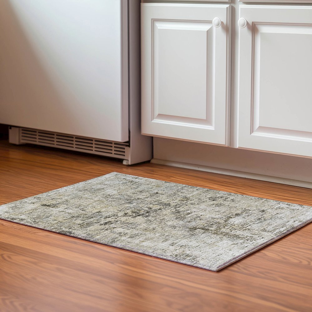 Premium Machine Washable Mayfield  Taupe 1'8" x 2'6" Rug. Picture 5