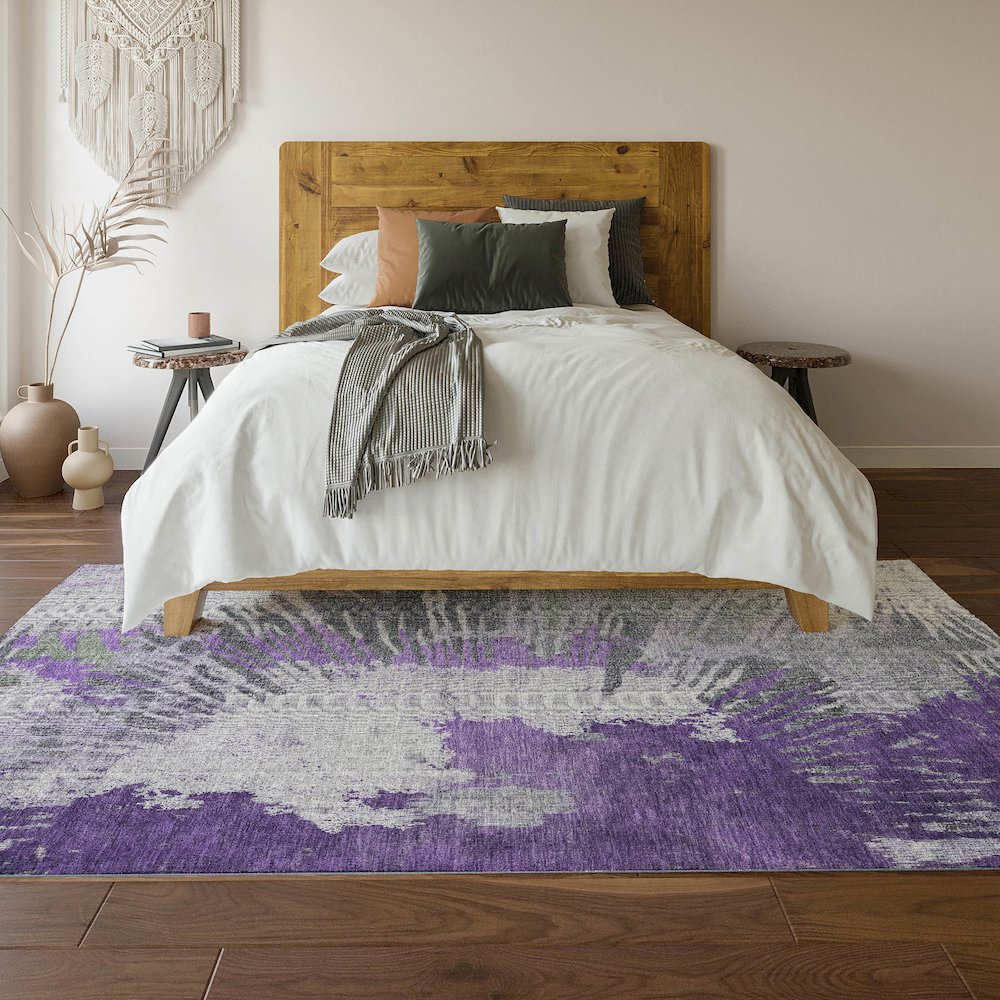 Premium Machine Washable Mayfield  Purple 2'6" x 3'10" Rug. Picture 6