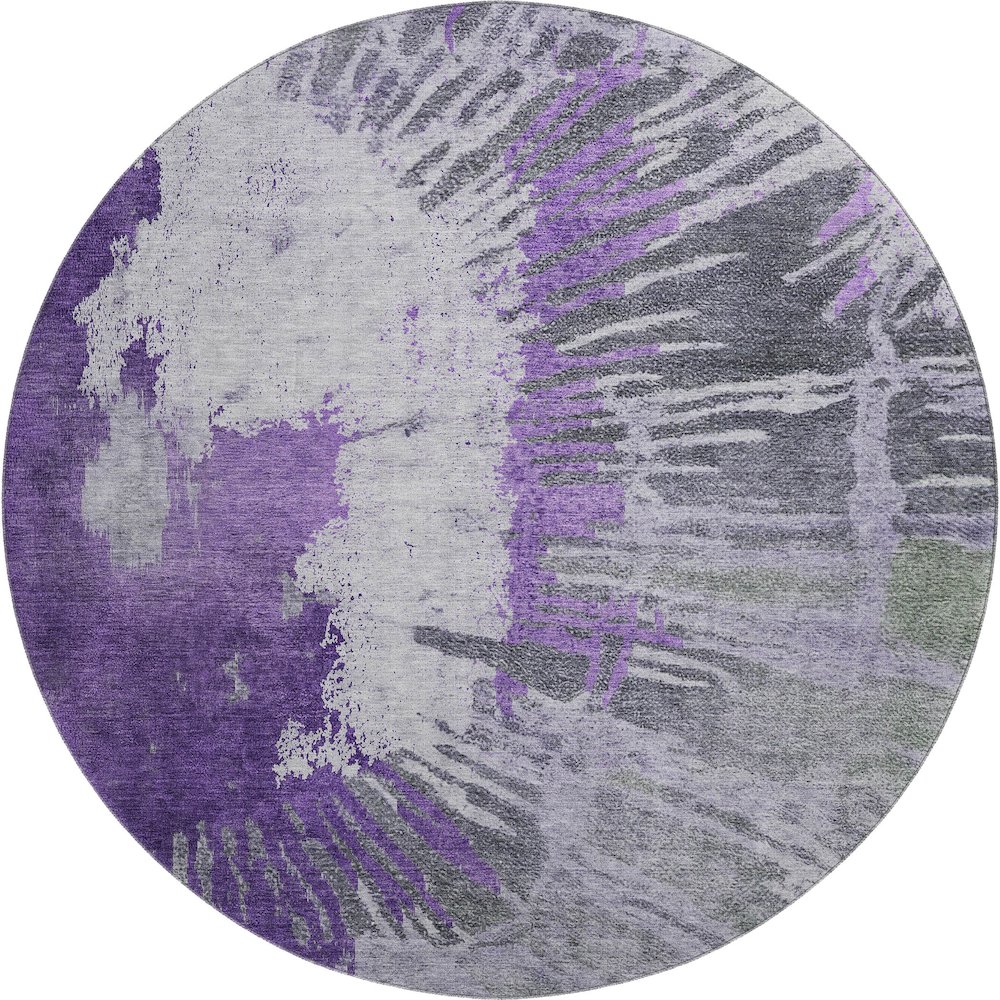 Premium Machine Washable Mayfield  Purple 8' x 8' Round Rug. Picture 1