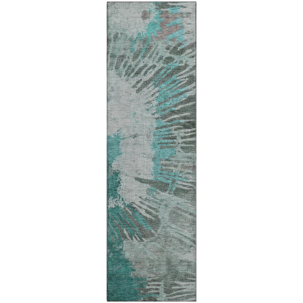 Premium Machine Washable Mayfield  Teal 2'3" x 7'6" Runner Rug. Picture 1