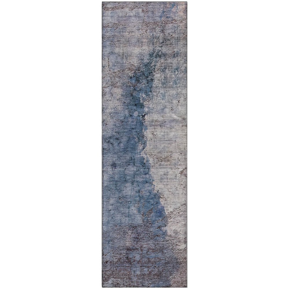 Premium Machine Washable Mayfield  Blue 2'3" x 7'6" Runner Rug. Picture 1