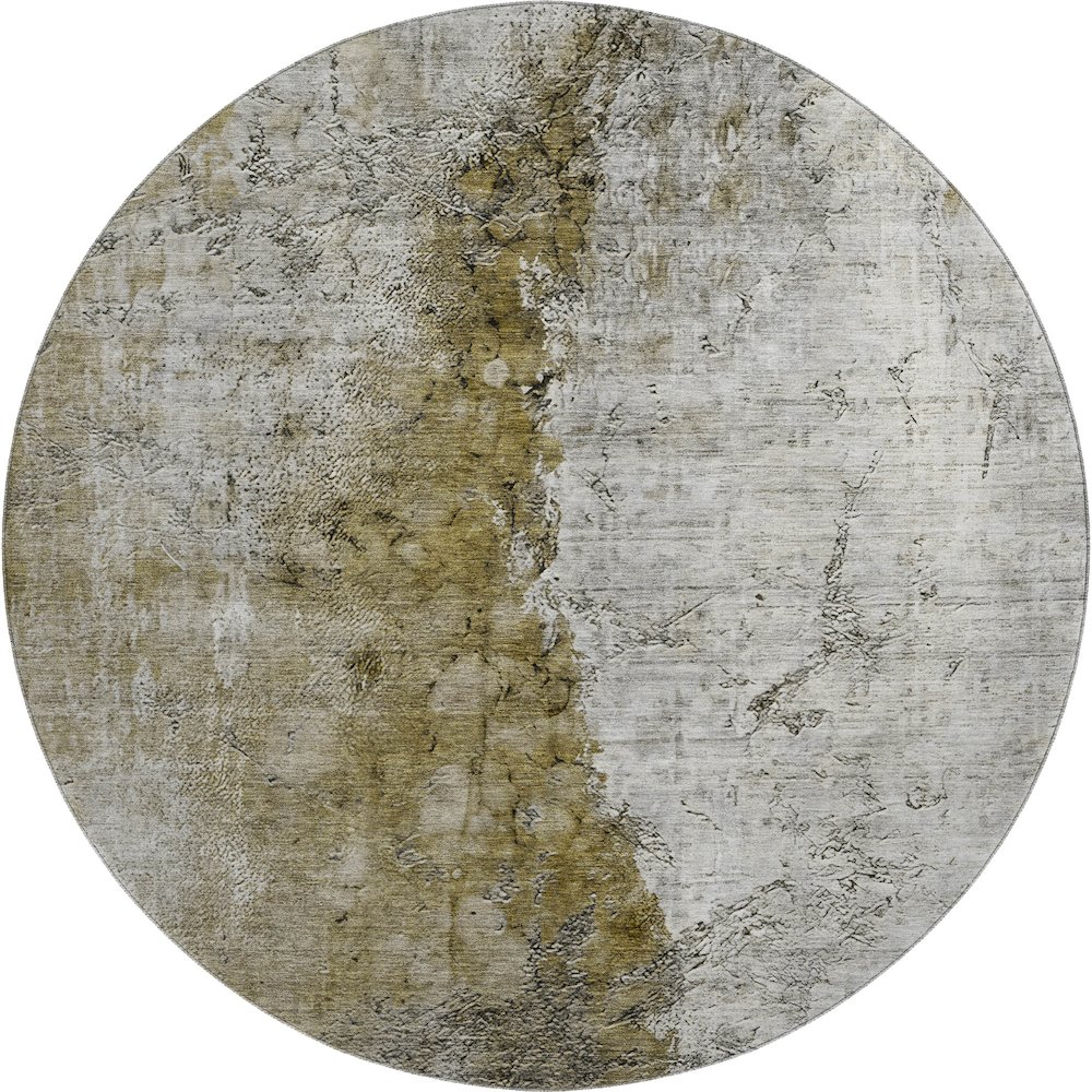 Premium Machine Washable Mayfield  Brown 8' x 8' Round Rug. Picture 1