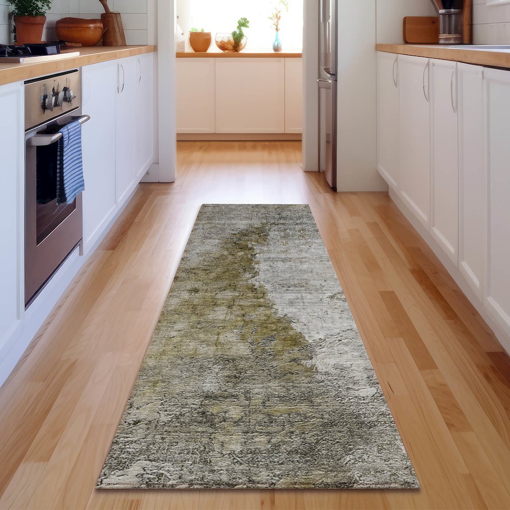 Premium Machine Washable Mayfield  Brown 2'3" x 7'6" Runner Rug. Picture 5
