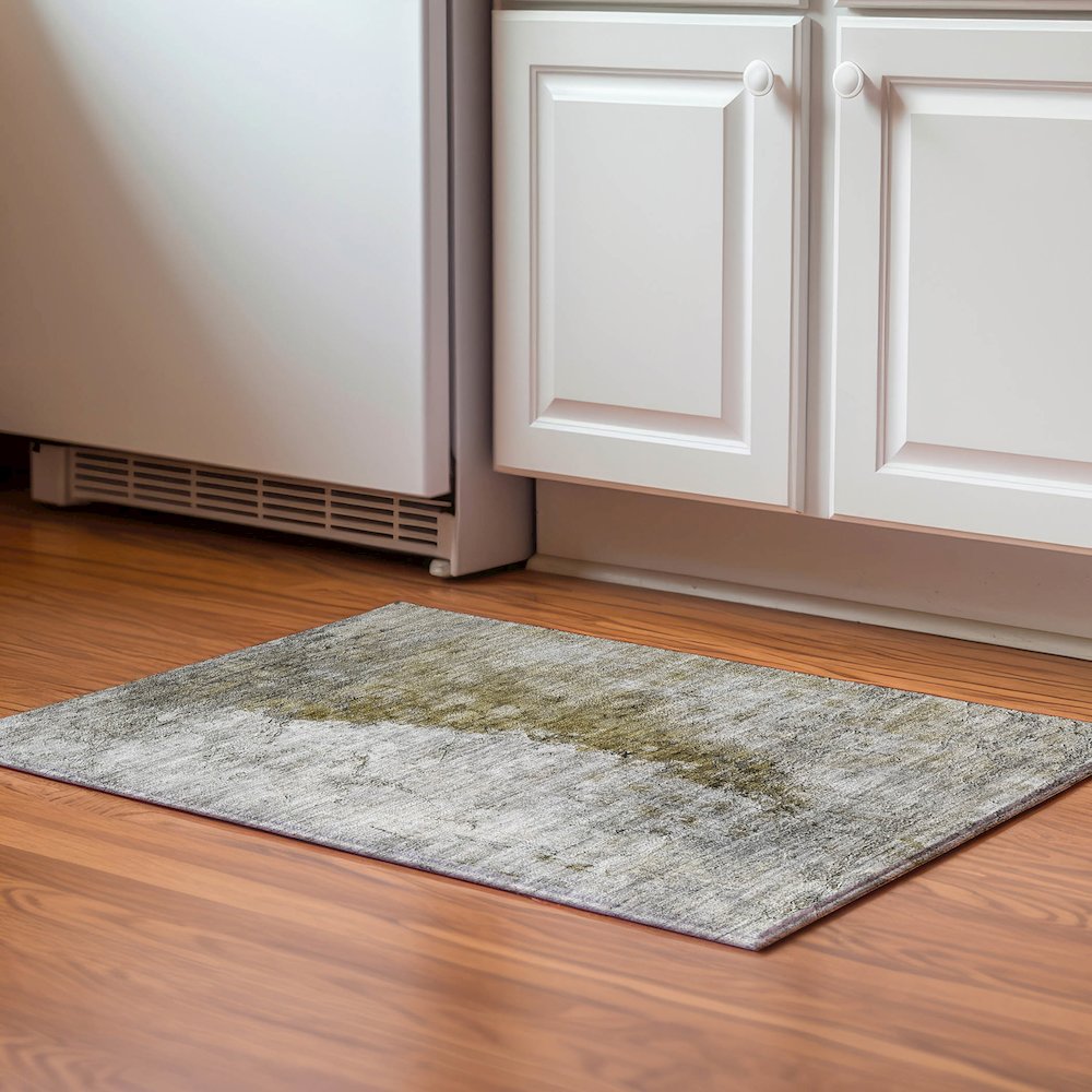 Premium Machine Washable Mayfield  Brown 1'8" x 2'6" Rug. Picture 5