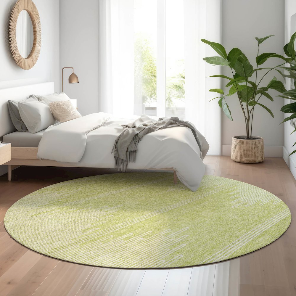 Premium Machine Washable Mayfield  Aloe 8' x 8' Round Rug. Picture 5
