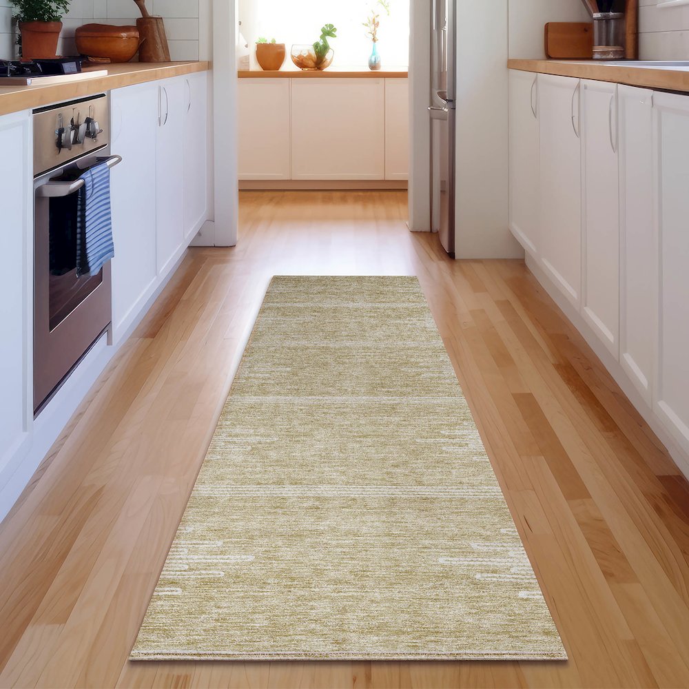Premium Machine Washable Mayfield  Beige 2'3" x 7'6" Runner Rug. Picture 5