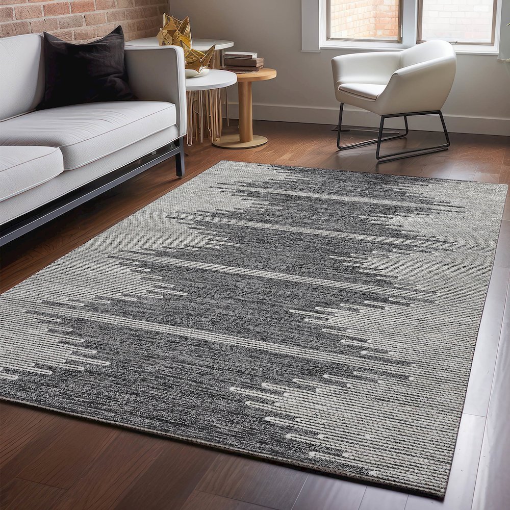 Premium Machine Washable Mayfield  Charcoal 2'6" x 3'10" Rug. Picture 5