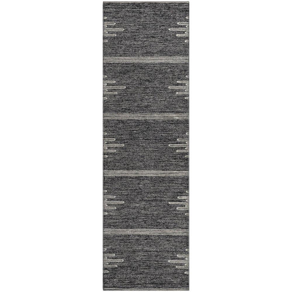 Premium Machine Washable Mayfield  Charcoal 2'3" x 7'6" Runner Rug. Picture 1