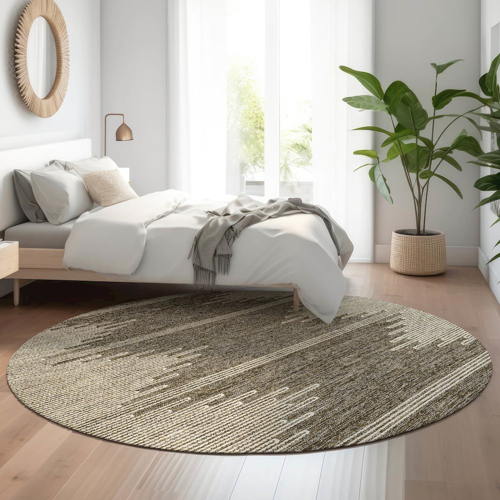 Premium Machine Washable Mayfield  Coffee 8' x 8' Round Rug. Picture 5