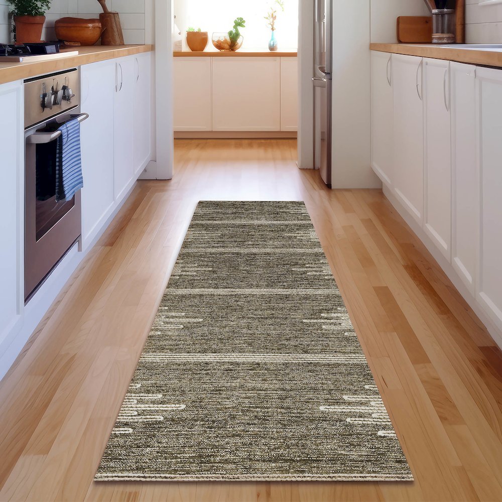 Premium Machine Washable Mayfield  Coffee 2'3" x 7'6" Runner Rug. Picture 5