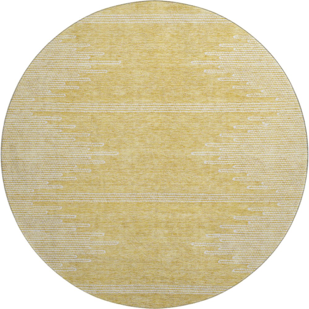 Premium Machine Washable Mayfield  Gold 8' x 8' Round Rug. Picture 1