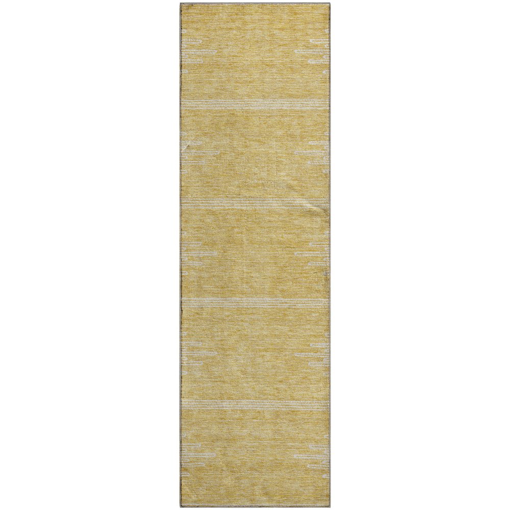 Premium Machine Washable Mayfield  Gold 2'3" x 7'6" Runner Rug. Picture 1