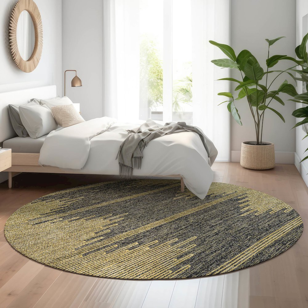 Premium Machine Washable Mayfield  Graphite 8' x 8' Round Rug. Picture 5