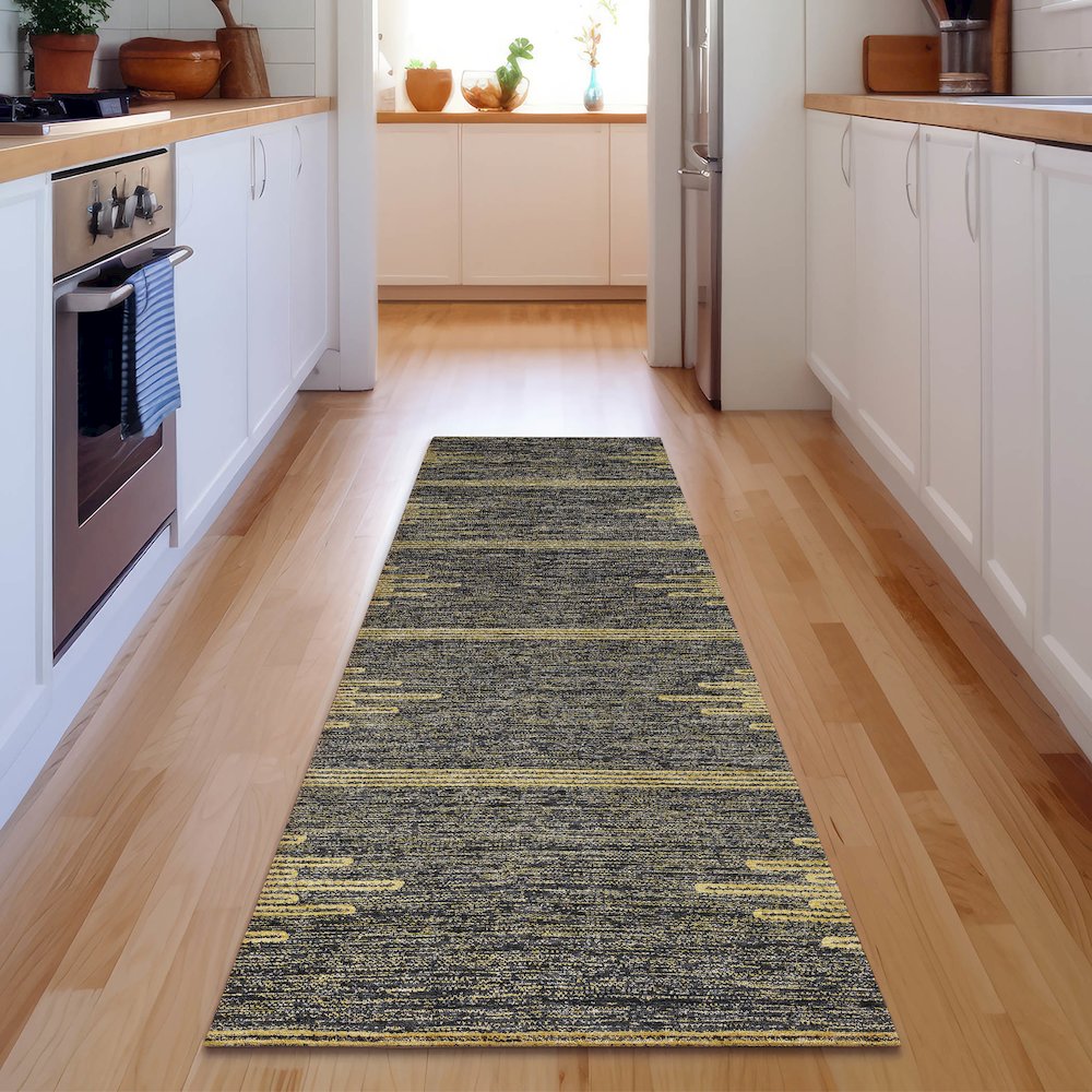 Premium Machine Washable Mayfield  Graphite 2'3" x 7'6" Runner Rug. Picture 5