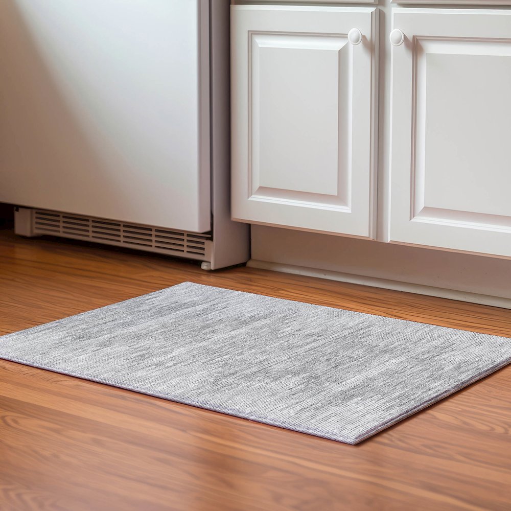 Premium Machine Washable Mayfield  Gray 1'8" x 2'6" Rug. Picture 5
