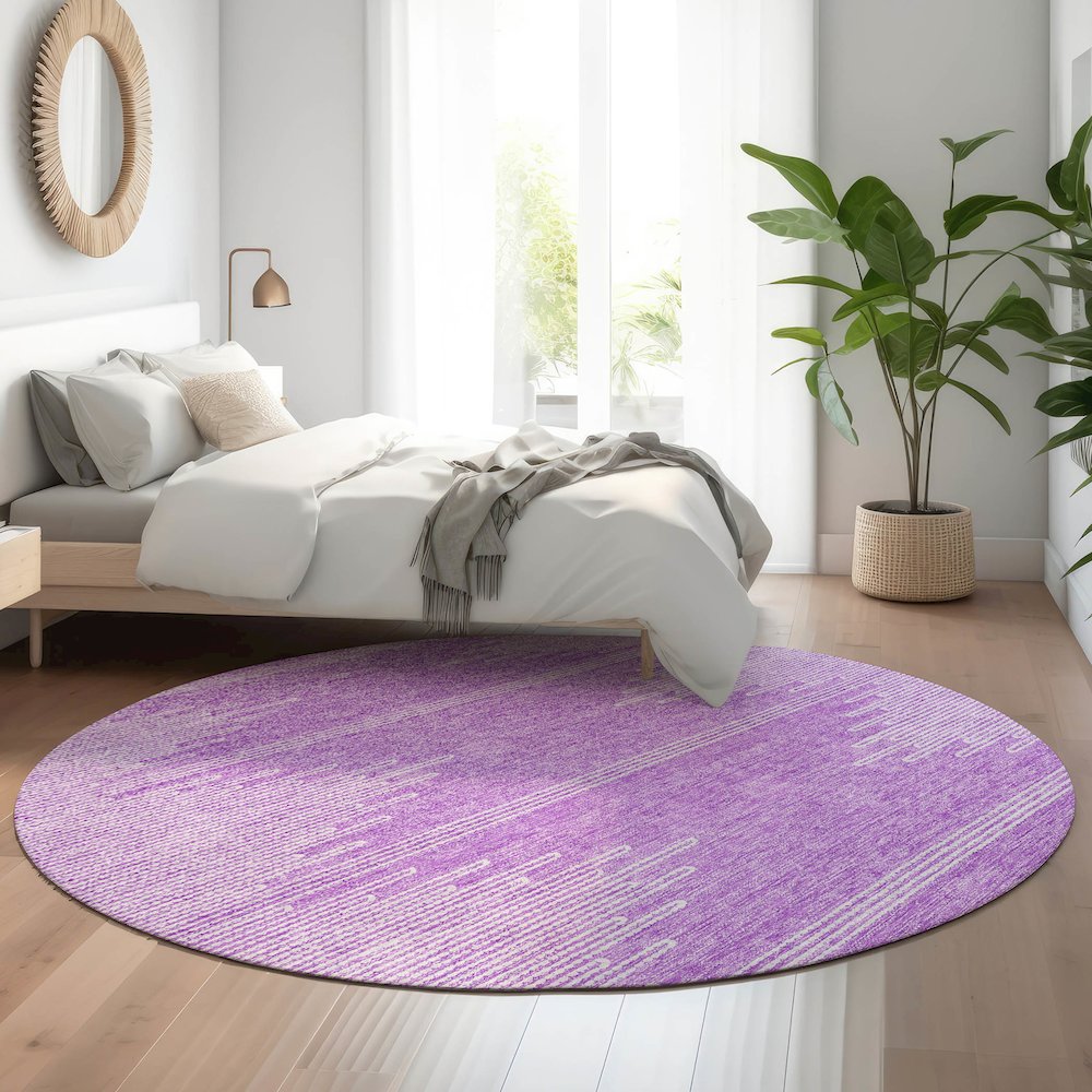 Premium Machine Washable Mayfield  Lavender 8' x 8' Round Rug. Picture 5