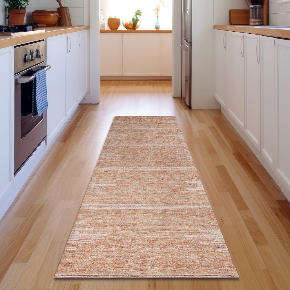 Premium Machine Washable Mayfield  Salmon 2'3" x 7'6" Runner Rug. Picture 5