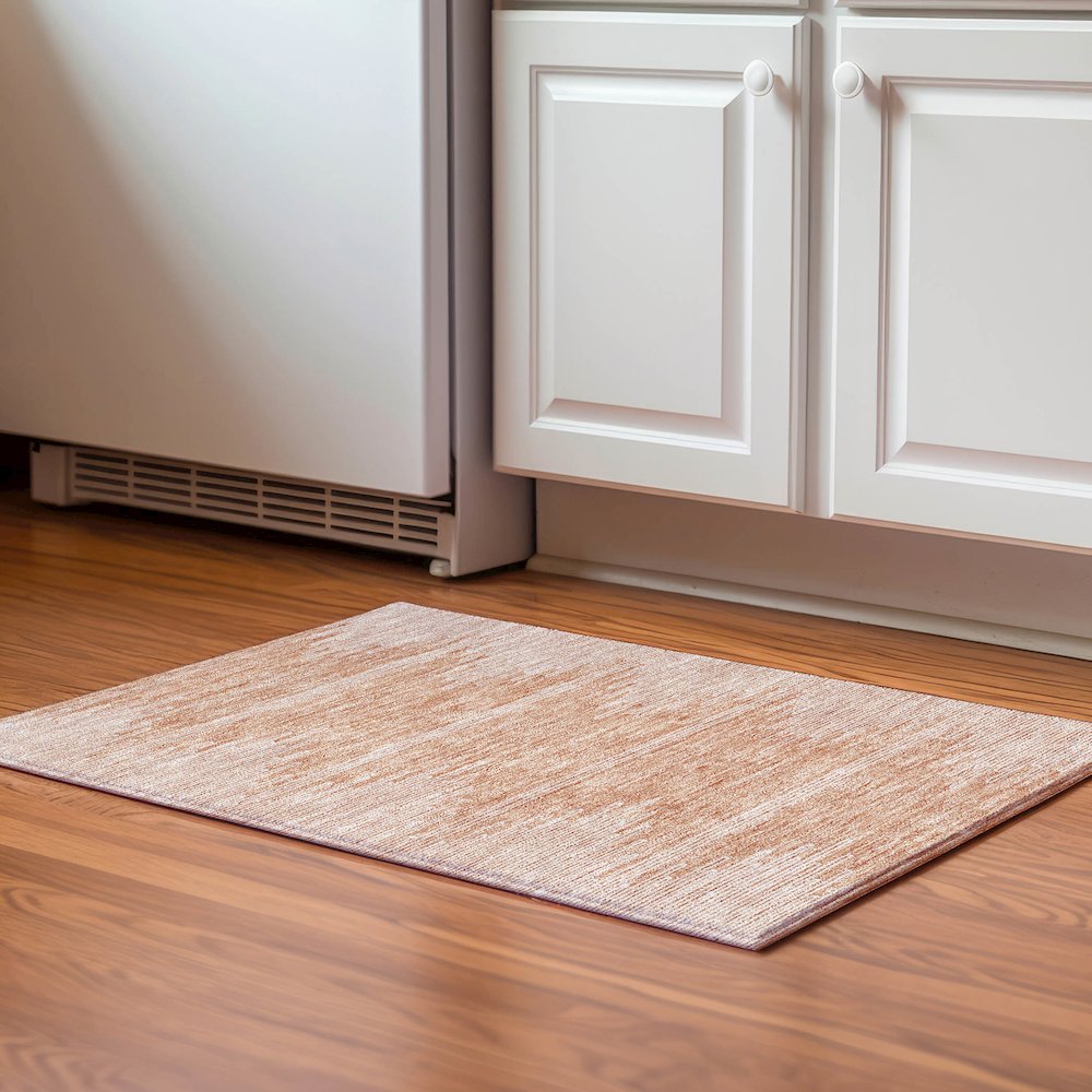 Premium Machine Washable Mayfield  Salmon 1'8" x 2'6" Rug. Picture 5