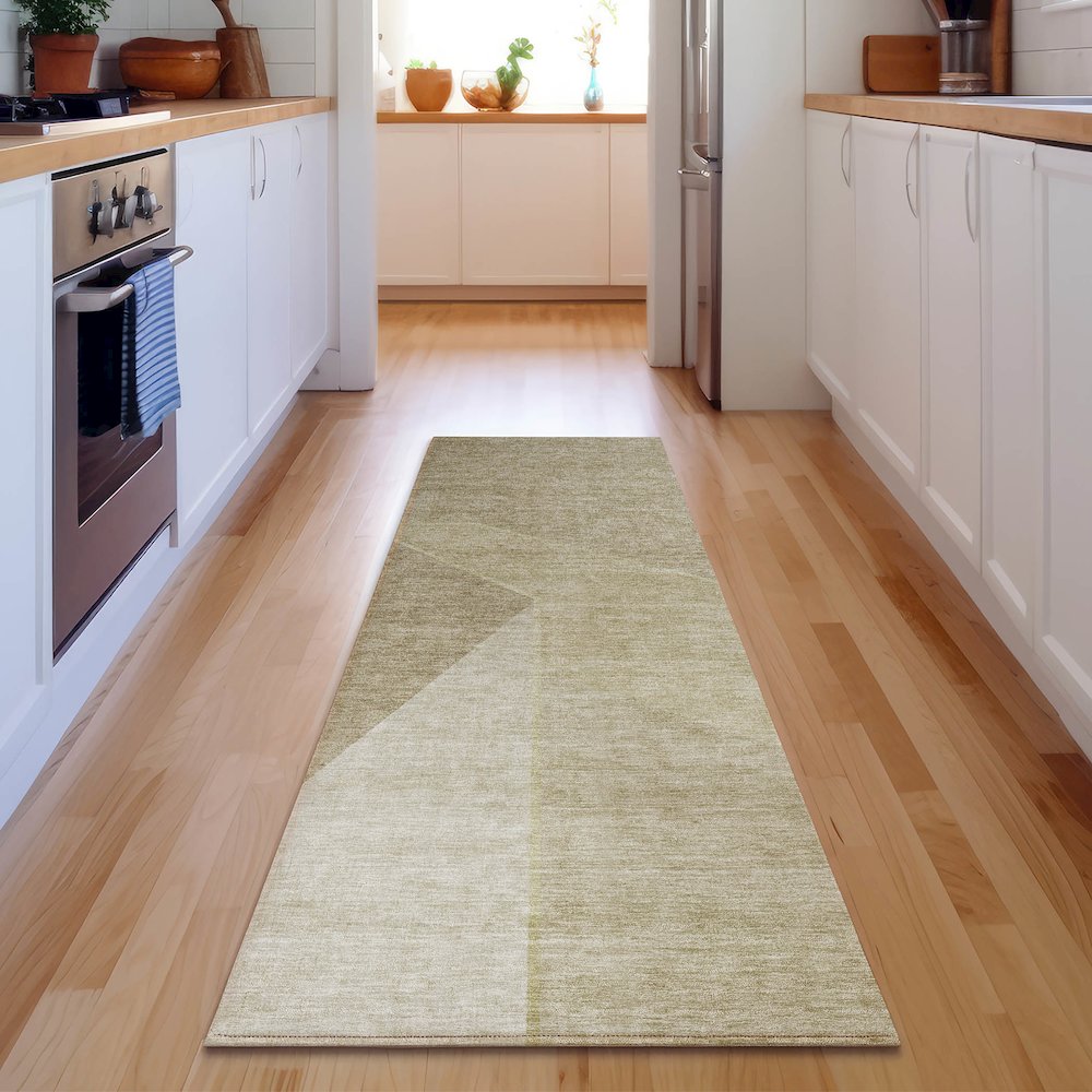 Premium Machine Washable Mayfield  Beige 2'3" x 7'6" Runner Rug. Picture 5