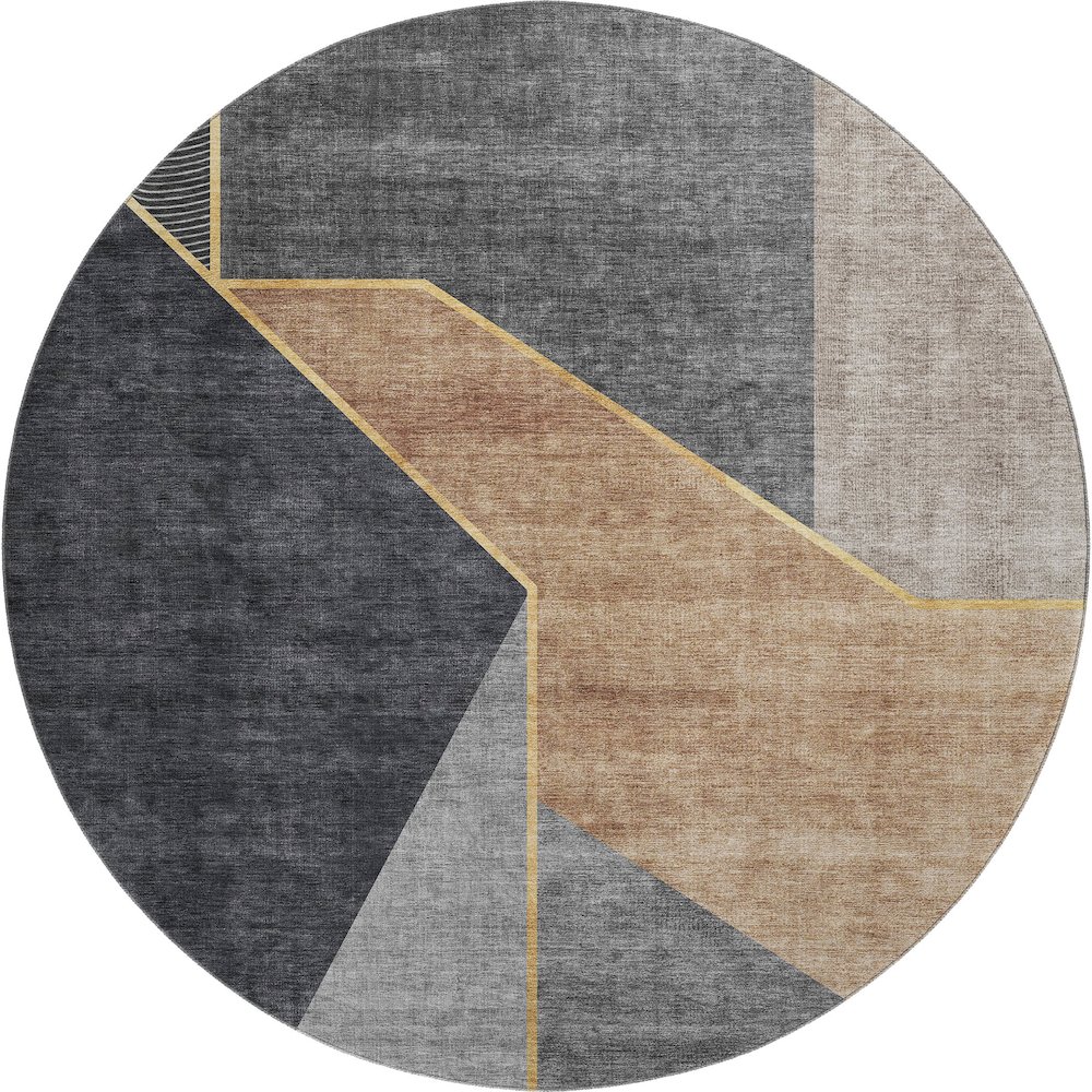 Premium Machine Washable Mayfield  Charcoal 8' x 8' Round Rug. Picture 1