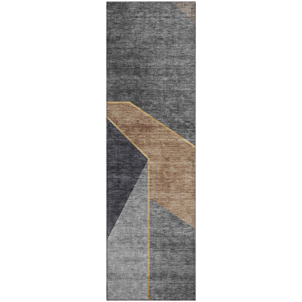 Premium Machine Washable Mayfield  Charcoal 2'3" x 7'6" Runner Rug. Picture 1