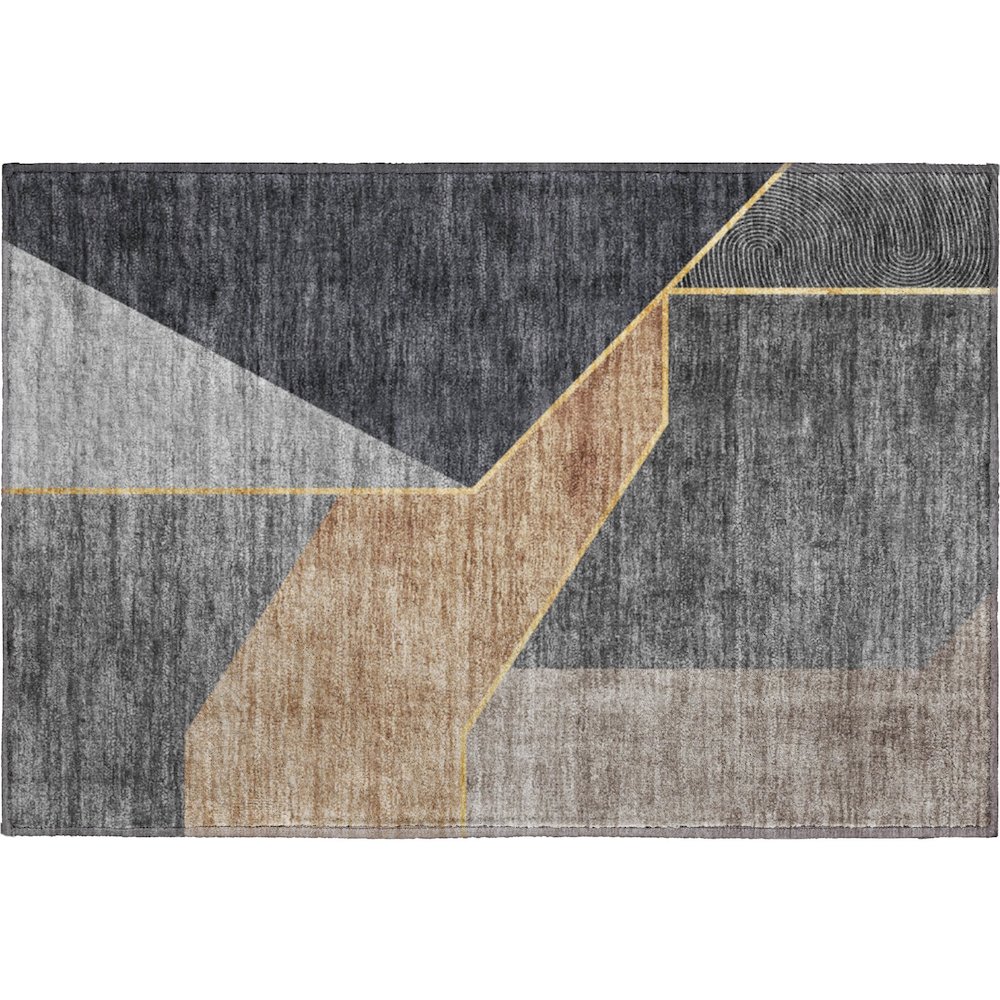 Premium Machine Washable Mayfield  Charcoal 1'8" x 2'6" Rug. Picture 1