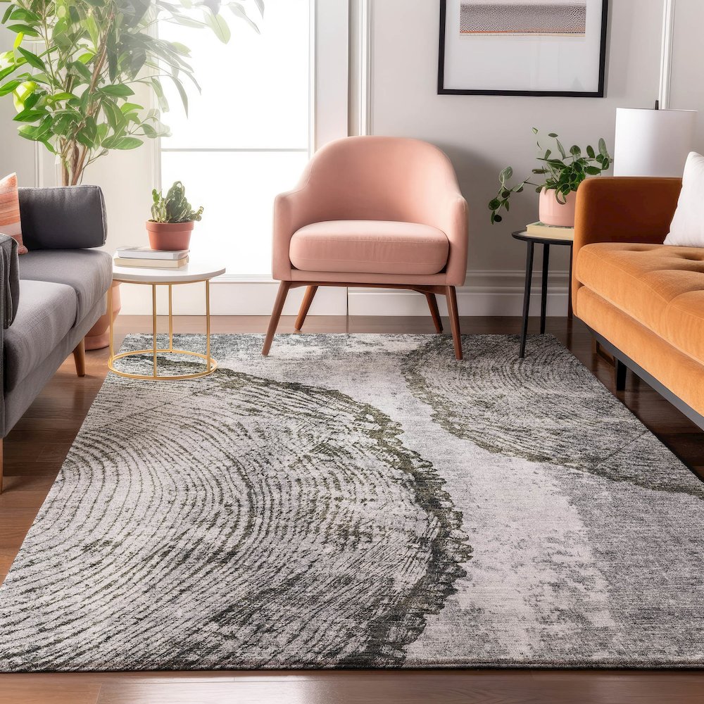 Premium Machine Washable Mayfield  Gray 2'6" x 3'10" Rug. Picture 5