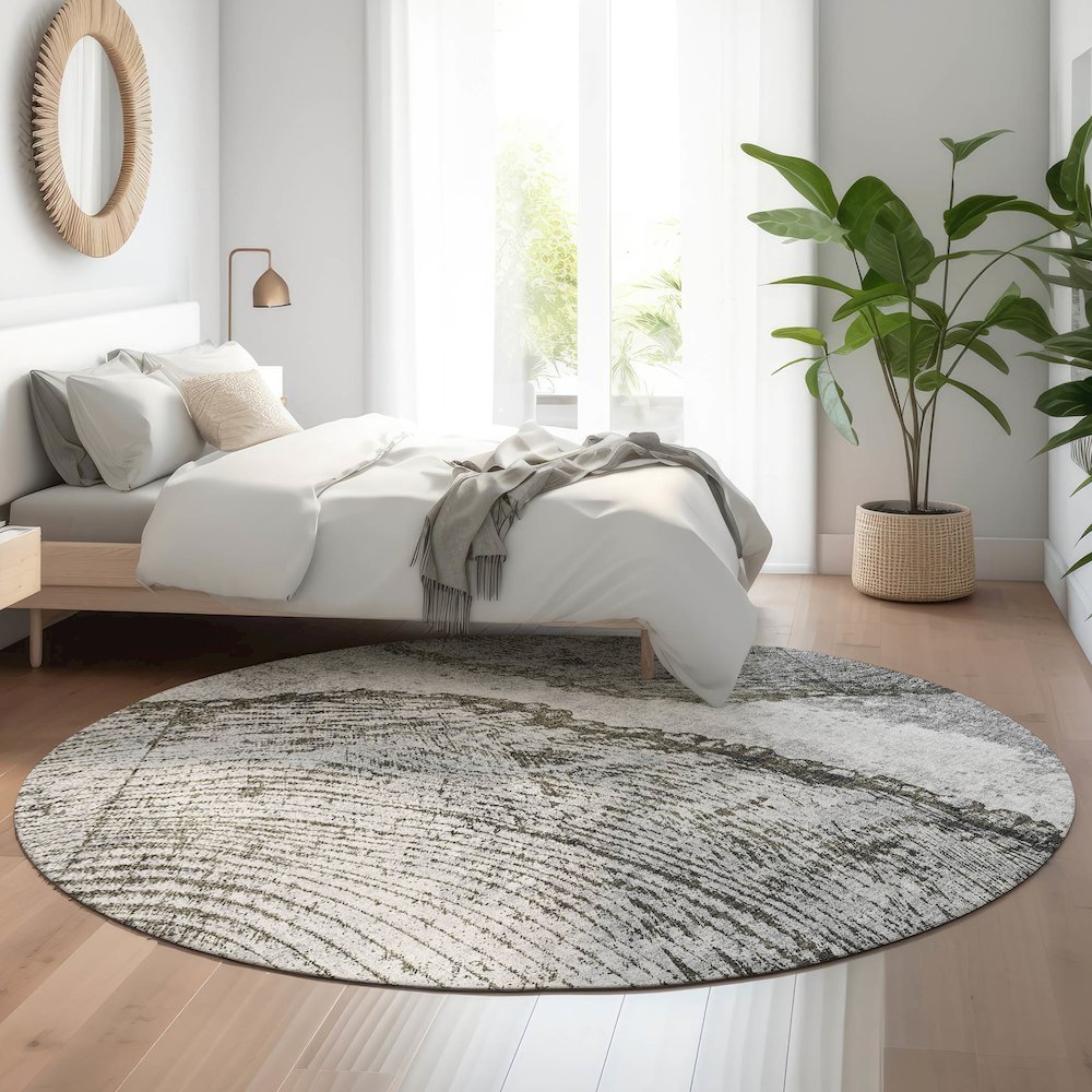 Premium Machine Washable Mayfield  Gray 8' x 8' Round Rug. Picture 5