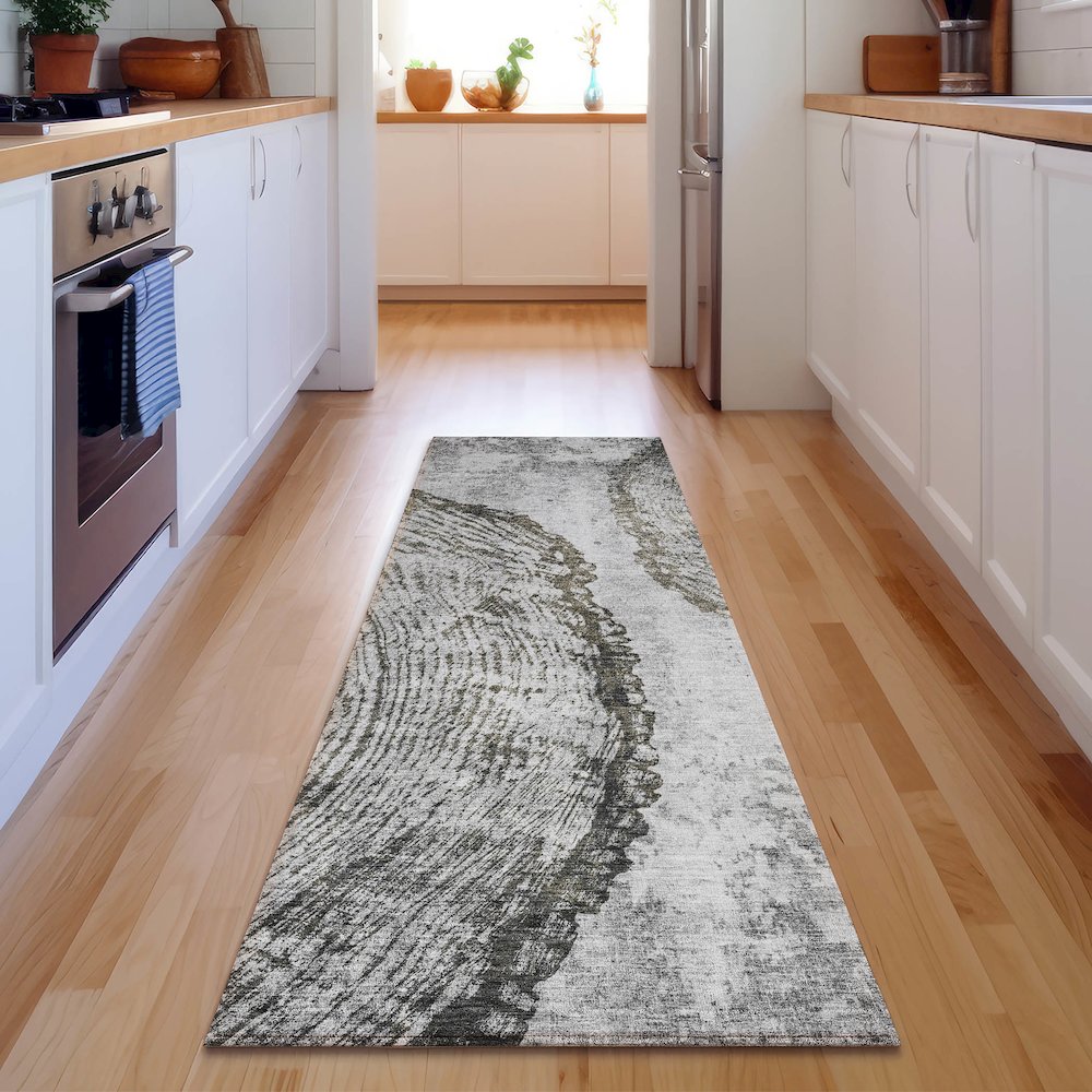 Premium Machine Washable Mayfield  Gray 2'3" x 7'6" Runner Rug. Picture 5