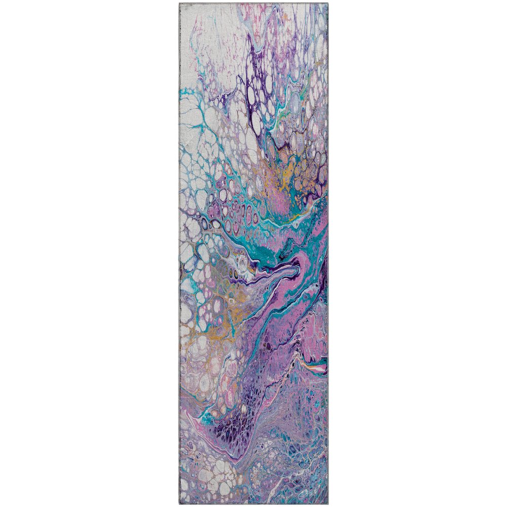 Premium Machine Washable Mayfield  Periwinkle 2'3" x 7'6" Runner Rug. Picture 1