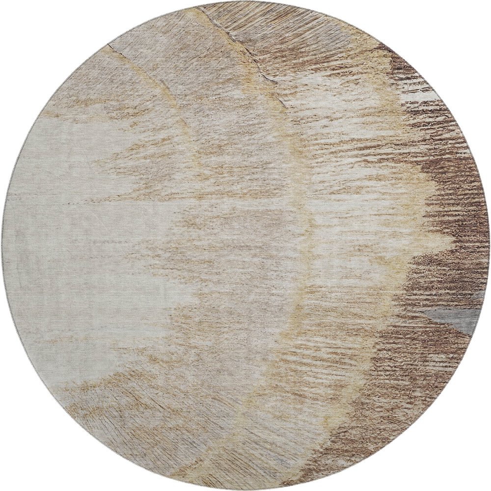 Premium Machine Washable Mayfield  Brown 8' x 8' Round Rug. Picture 1
