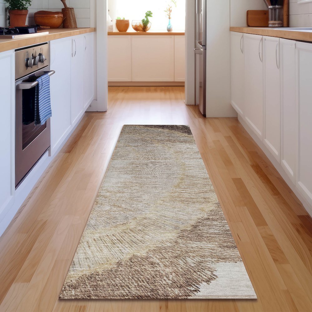 Premium Machine Washable Mayfield  Brown 2'3" x 7'6" Runner Rug. Picture 5