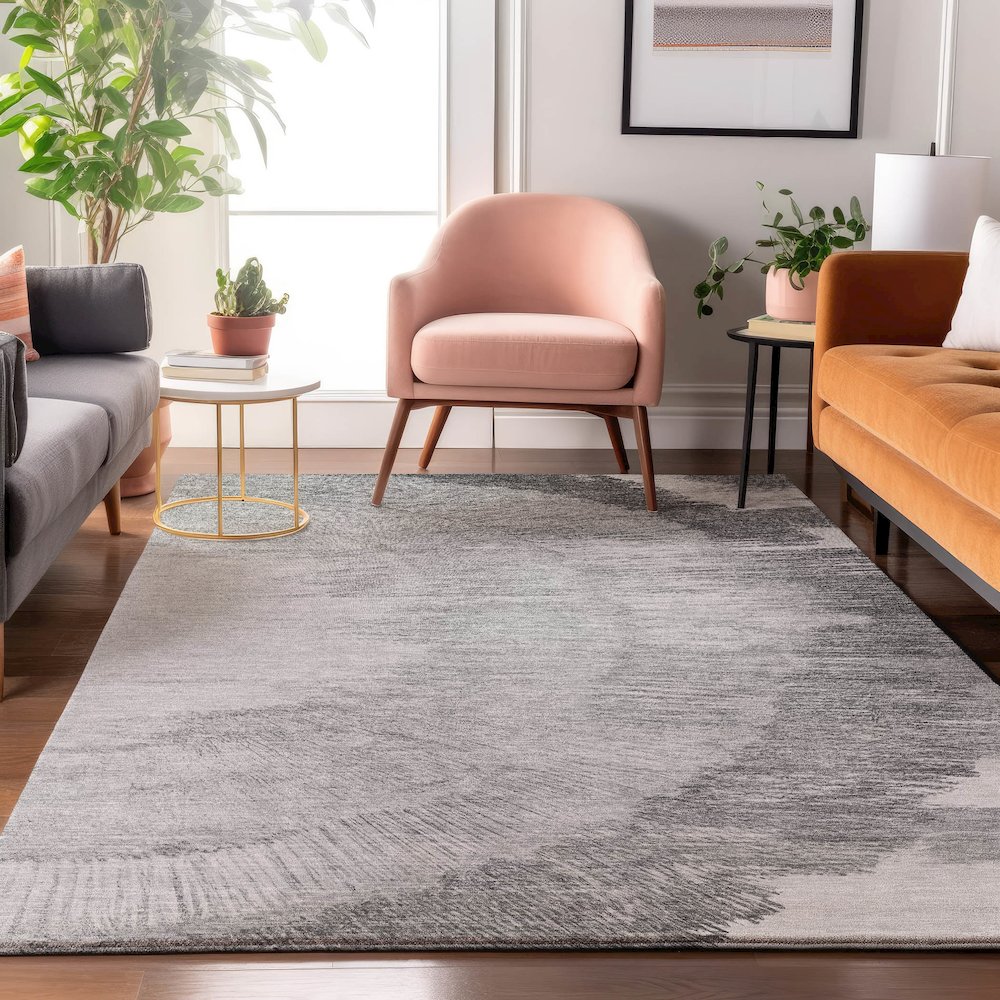 Premium Machine Washable Mayfield  Gray 2'6" x 3'10" Rug. Picture 5
