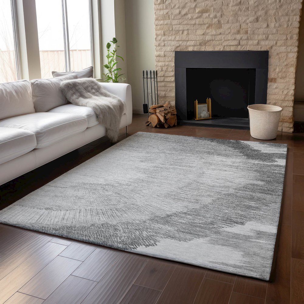 Premium Machine Washable Mayfield  Gray 2'6" x 3'10" Rug. Picture 6