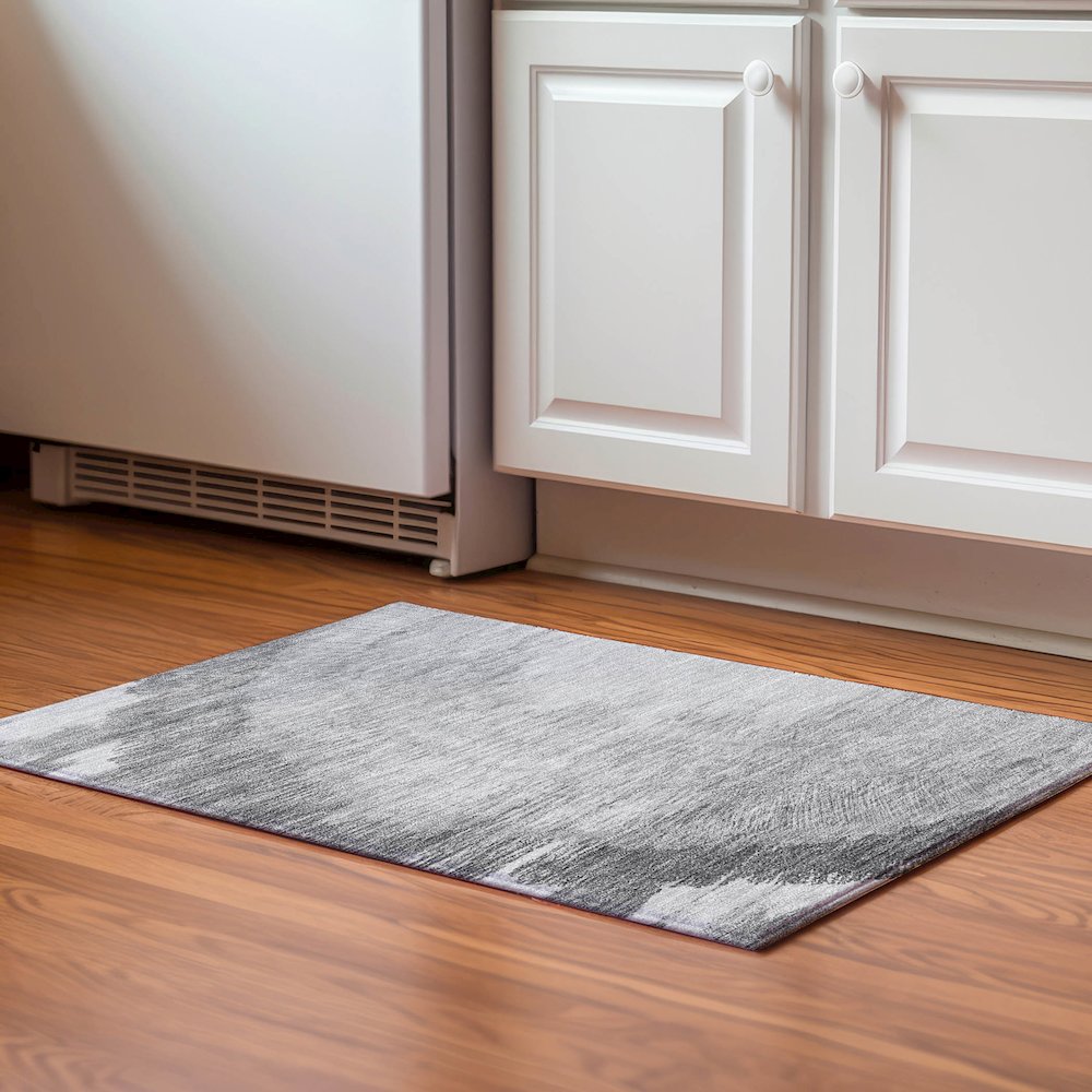 Premium Machine Washable Mayfield  Gray 1'8" x 2'6" Rug. Picture 5