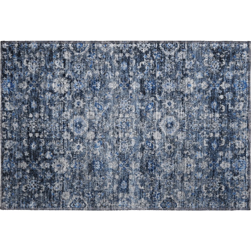 Premium Machine Washable Mayfield  Blue 1'8" x 2'6" Rug. Picture 1