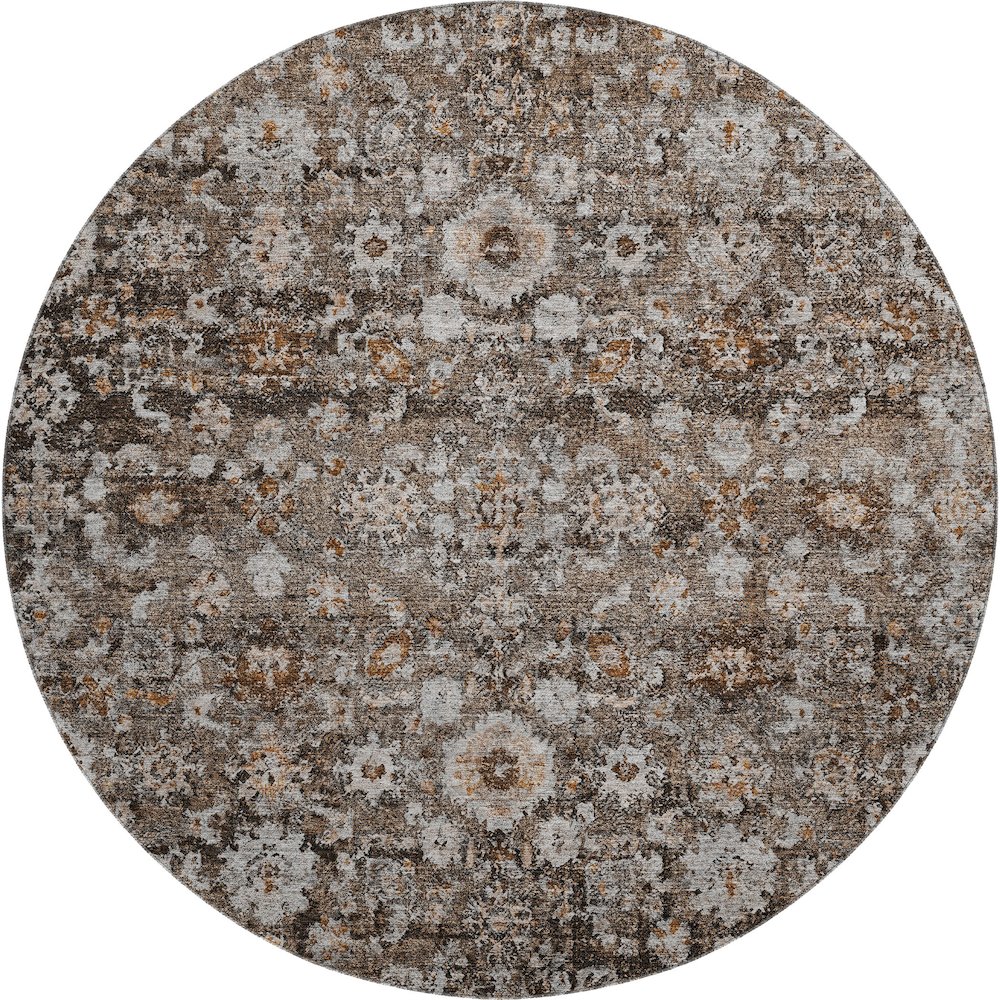 Premium Machine Washable Mayfield  Fudge 8' x 8' Round Rug. Picture 1