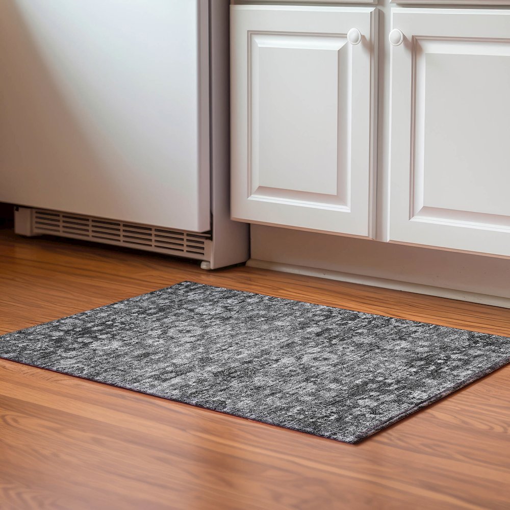 Premium Machine Washable Mayfield  Gray 1'8" x 2'6" Rug. Picture 5