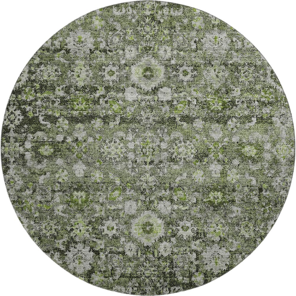 Premium Machine Washable Mayfield  Green 8' x 8' Round Rug. Picture 1