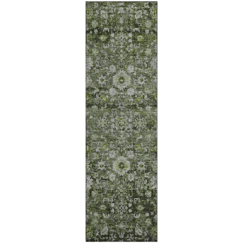 Premium Machine Washable Mayfield  Green 2'3" x 7'6" Runner Rug. Picture 1