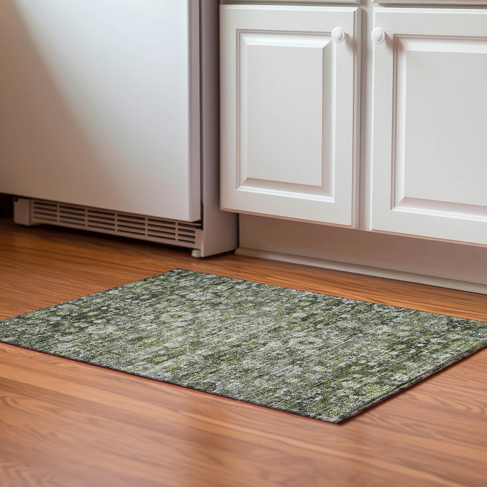Premium Machine Washable Mayfield  Green 1'8" x 2'6" Rug. Picture 5