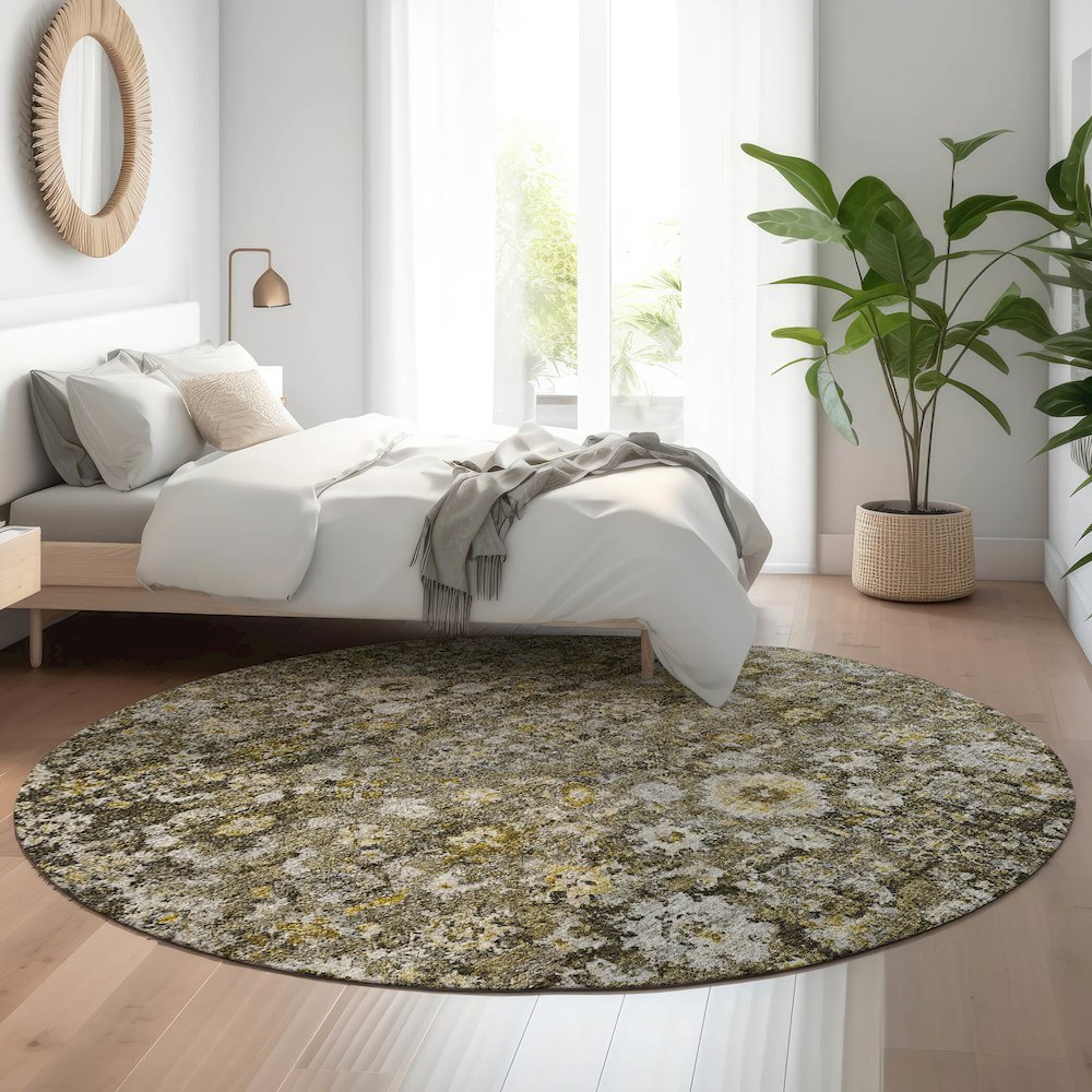 Premium Machine Washable Mayfield  Mocha 8' x 8' Round Rug. Picture 5