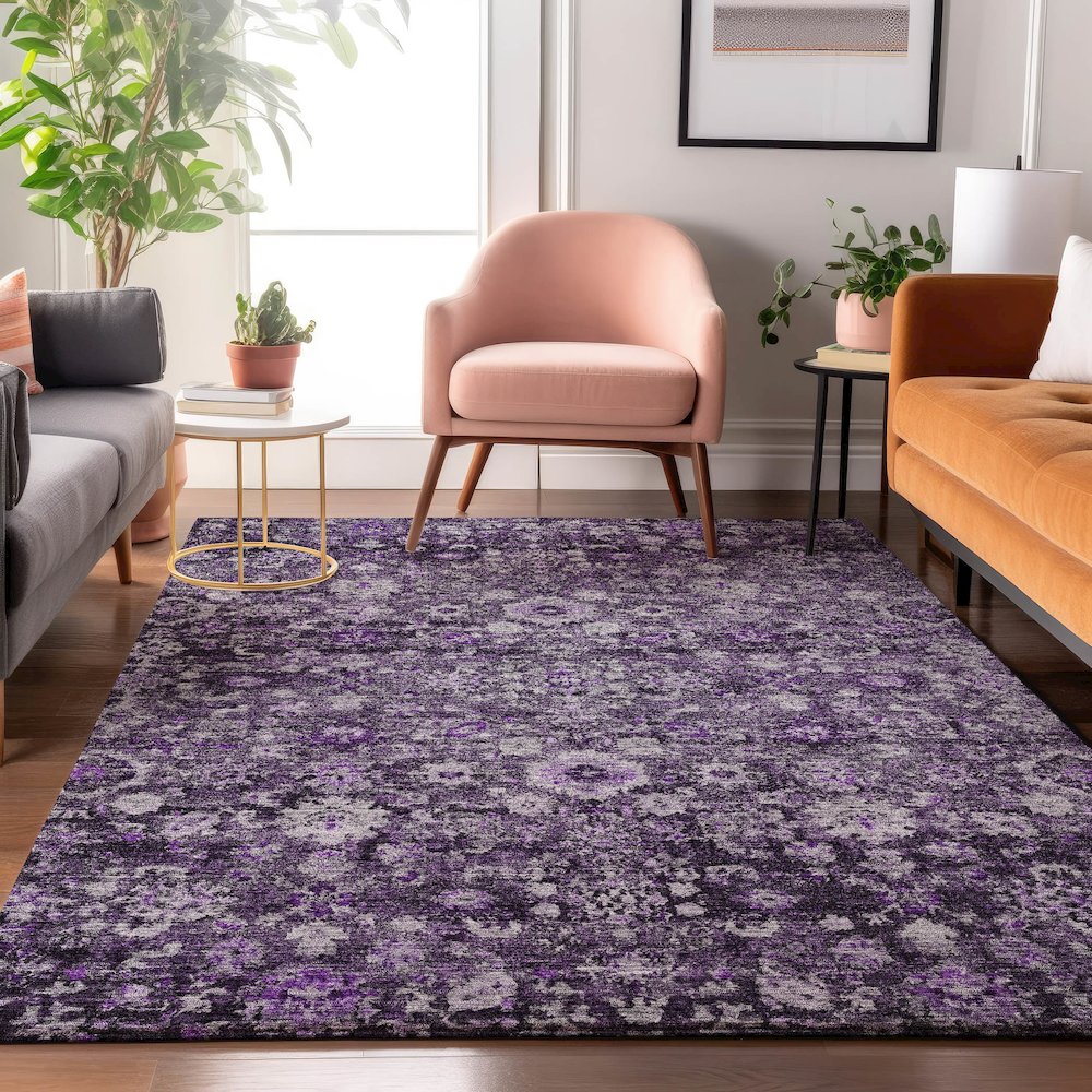 Premium Machine Washable Mayfield  Purple 2'6" x 3'10" Rug. Picture 5